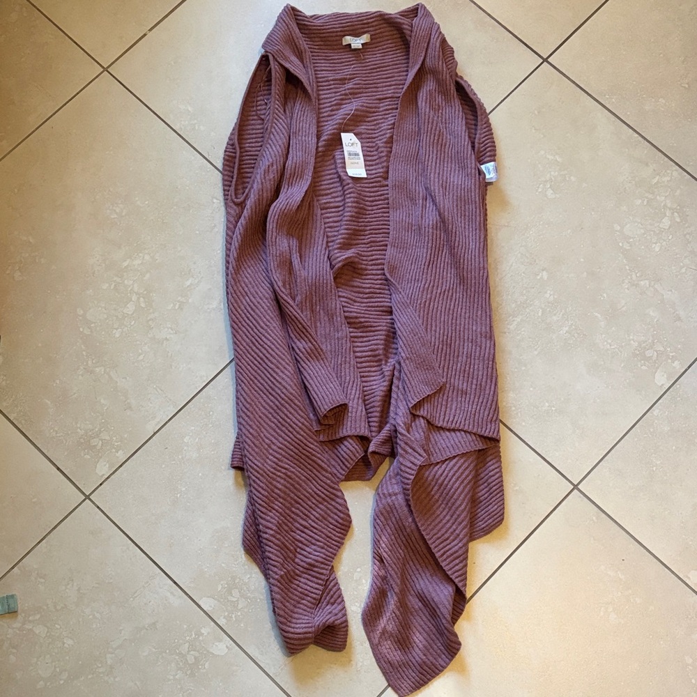 LOFT Lavender Knit sleeveless Cardigan